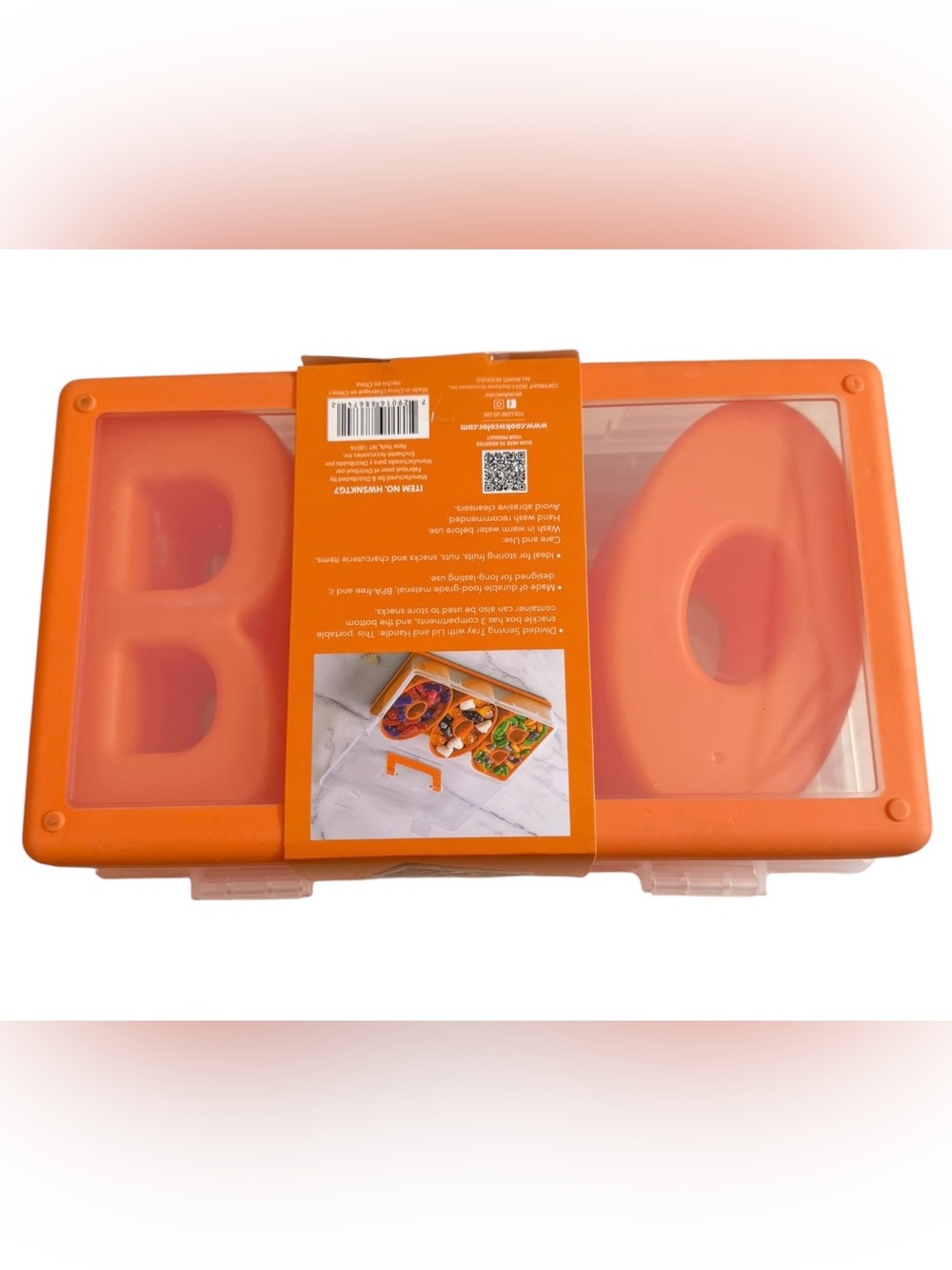 CWC Orange 3-Compartment “BOO” Portable Snack Box NEW - Picture 4 of 5